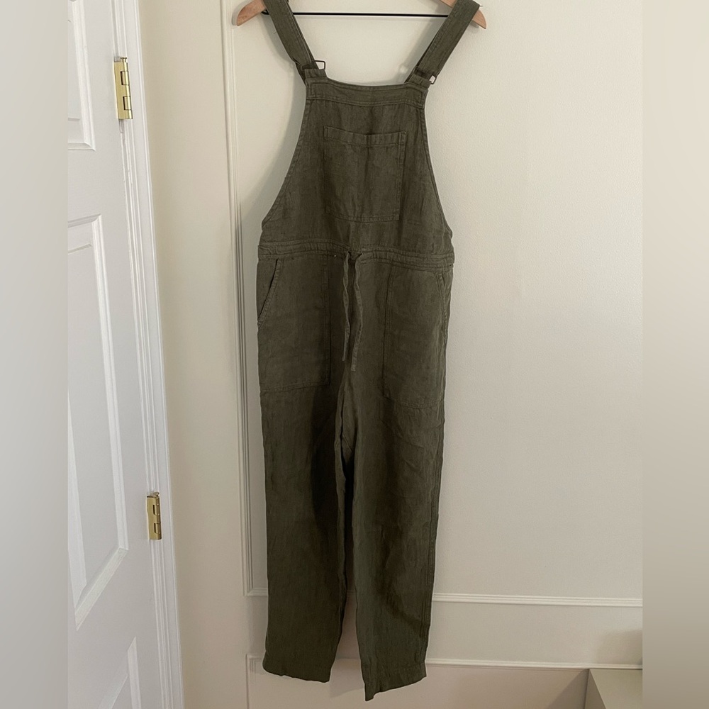 notPERFECTLINEN Linen jumpsuit EVEREST heavy linen khaki size S/M
